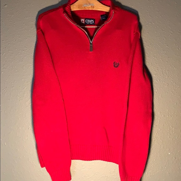 Chaps Red 1/4 Zip Sweater - Picture 1 of 6